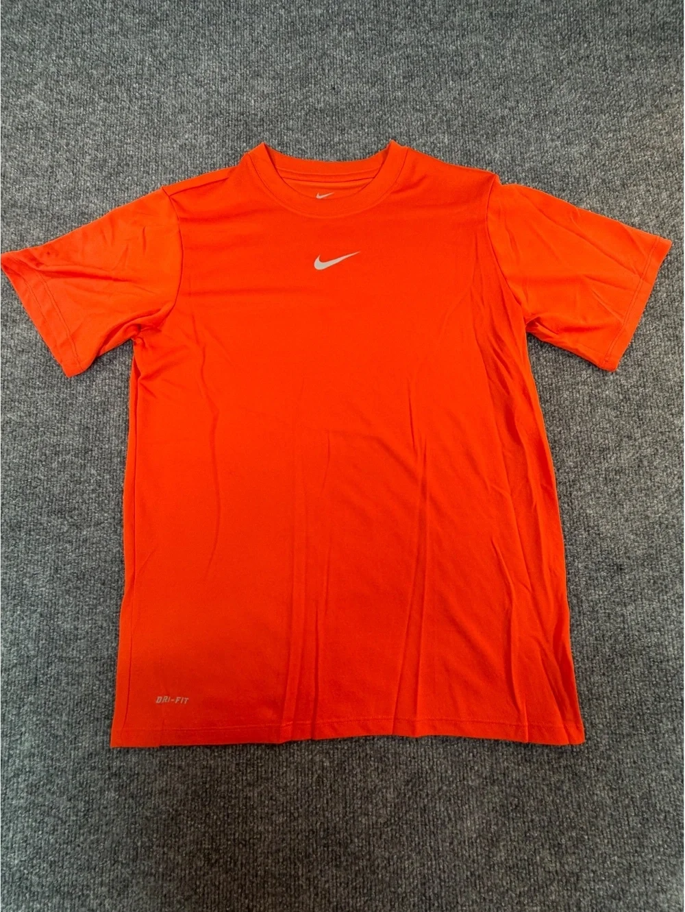 Nike Dri-Fit Shirt Boys M Orange Short Sleeve Athletic Running Training Tee Gym